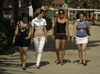 Sarand, Vlor County, Albania: Albanian girls on the promenade - photo by A.Dnieprowsky