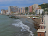 Durres / Drach, Albania: promenade and housing at the seaside - palace of King Zog I at the top of the hill - photo by J.Kaman