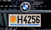 Andorra la Vella, Andorra: Andorra license plate with coat of arms on the back of a BMW - photo by M.Torres