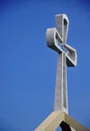 Belmopan, Cayo, Belize: St. Ann's Anglican Church - cross and sky - Unity Blvd - photo by M.Torres
