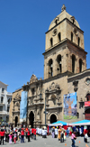 La Paz, Bolivia: San Francisco church - built in 1549 - Barroque style - corner of Mariscal Santa Cruz and Sagrnaga - founded by Francisco de los ngeles Morales - photo by M.Torres