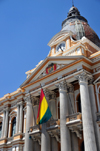La Paz, Bolivia: Palacio Legislativo - the Parliament's neo-classical faade with Corinthian columns - Plaza Murillo - photo by M.Torres