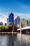 Canada / Kanada - Calgary (Alberta): Sheraton suites, Canterra tower and EY tower seen from Prince island (photo by M.Torres)