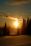 Canada / Kanada - Saskatchewan: scenic Northern Canada sunset reflecting on the snow and water - photo by M.Duffy