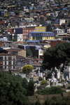 Valparaso, Chile: view of the unique and colorful historic houses from Cerro Conception  cemetery and hill side construction - photo by C.Lovell