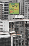 Santiago de Chile: apartment buildings and advertisement - photo by P.Jolivet