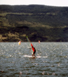 Araucana Region, Chile - Pucn - Province of Cautn: windsurfer in Lake Villarrica - photo by Y.Baby