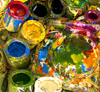 Costa Rica - Paint cans used for painting ox carts, Sarchi - photo by B.Cain