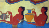 Crete, Greece - Knossos (Heraklion prefecture): fresco - procession - detail (photo by A.Dnieprowsky)