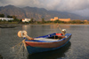 Crete, Greece - Frangokastello, Hania prefecture: fishing boat and the castle - photo by A.Dnieprowsky