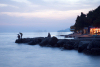 Croatia - Zaostrog: (Splitsko-Dalmatinska Zupanija): People fishing on outcrop of rocks next to the beach - photo by P.Gustafson