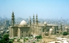Egypt - Cairo: on Midan Salah al Din - minarets on Saladdin square - Great Madrasa of Sultan Hassan and the Rifai mosque, burial place of Shah Reza Pahlavi and King Farouk of Egypt - Qanibay mosque on the extreme right - Islamic Cairo - Unesco world heritage site  (photo by Miguel Torres)