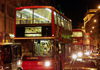 London: double-decker buses - night (photo by K.White)