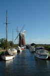 Horsey broad - Norfolk: Horsey Mill - windpump / windmill and canal - photo by K.White