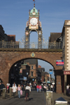 Chester, Cheshire, North West England, UK: Eastgate with its clock - part of the city walls - photo by I.Middleton