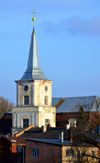 Valga, Estonia: St. John's Church - 18th century design by by the Riga architect Christoph Haberland mixing the late baroque and classicism - bell tower and sky - Valga Jaani kirik - photo by M.Torres