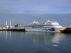 Le Havre, Seine-Maritime, Haute-Normandie, France: Aida Cara Cruise Ship near the EdF power station - photo by A.Bartel