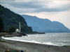 Georgia - Sarpi, Ajaria: on the Turkish border - the beach is in Ajaria while the Mosque is in Turkey - Black Sea - Marea Neagra - Karadeniz - photo by S.Hovakimyan