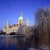 Hannover, Lower Saxony, Germany: New City Hall / Neues Rathaus and Maschteich lake in winter - photo by A.Harries