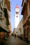 Greek islands - Corfu / Kerkira: Bell tower - Church of Ayios Spyridon - Kerkira town (photo by D.Jackson)