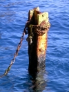 Greek islands - Santorini / Thira: Ia - rusting mooring - photo by R.Wallace