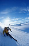 Greenland, Apussuit: Telemark skier carving turns on the glacier - photo by S.Egeberg