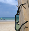 Israel - Kibbutz Sdot Yam: glasses on nail - beach - photo by Efi Keren