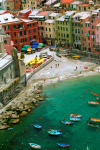 Italy / Italia - Liguria: Vernazza village -  Cinque Terre: small beach in the center - Unesco world heritage site - photo by D.Smith