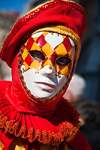 Carnival costumes, Carnival participant, Red costume & Mask, Venicve - photo by A.Beaton