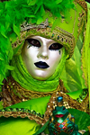 Carnival costumes, Carnival participant, Green costume & Mask, Venicve - photo by A.Beaton