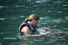 Jamaica - kissing a dolphin (photo by Francisca Rigaud)