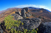 Kazakhstan, Altay Mountains: rock island - fish eye view - photo by V.Sidoropolev