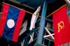Laos - Lao and Communist Flags (photo by K.Strobel)