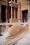 Libya - Sabratha: the theatre - dolphin framing the stage (photo by M.Torres)