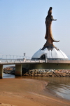 Macau, China: Kun Iam Ecumenical Center - Bronze statue of the Goddess of Mercy over a lotus flower - architect Cristina Rocha Leiria - photo by M.Torres