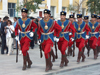 Mongolia - Ulan Bator / Ulaanbaatar: soldiers on parade - traditional uniforms - army - rifles (photo by P.Artus)