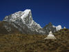Nepal - Dingboche - Khumbu region: stupa and the peak - Everest Base Camp Trek - photo by M.Samper