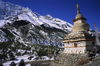 Annapurna area, Nepal: chorten and Annapurna massif - photo by W.Allgwer