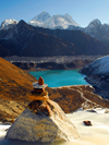 Khumbu region, Solukhumbu district, Sagarmatha zone, Nepal: view of Gokyo lake and the Everest range on the way to Renjo pass - photo by E.Petitalot