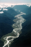 New Zealand - South island - Milford: Landsborough River backlit - photo by Air West Coast