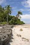 Panama province - white sand beach - sea erosion control using gabions - photo by H.Olarte