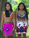 Panama - Chagres National Park: Embera girls pose for the camera - at 14, they are both mothers - Panama province - photo by H.Olarte