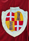 Sassari / Tthari, Sassari province, Sardinia / Sardegna / Sardigna: the city's coat of arms - balcony of the City Hall - Palace of the Duke of Asinara - stemma - photo by M.Torres