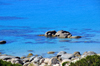 Villasimius municipality, Cagliari province, Sardinia / Sardegna / Sardigna: tropical looking waters of the Golfo di Carbonara - blue sea and rocks - photo by M.Torres