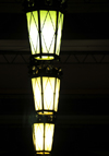 Cagliari, Sardinia / Sardegna / Sardigna: lamps in the Via Roma arcade - quartiere Marina - photo by M.Torres