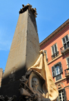 Cagliari, Sardinia / Sardegna / Sardigna: obelisk honouring the martyrs of the Italian Unification - Piazza Martiri d'Italia - Via Giuseppe Manno - Monumento ai Caduti del Risorgimento - Marina district - photo by M.Torres