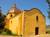 Las Plassas / Is Pratzas, Medio Campidano province, Sardinia / Sardegna / Sardigna: Church of Santa Maria Maddalena, in the shape of a Latin cross - plain faade - photo by M.Torres