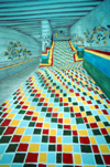 Saudi Arabia - Asir province - Khamis Mushayt / AHB: Bin Hamsen typical village psychedelic corridor - photo by F.Rigaud