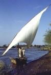Sudan - Wadi Halfa: arriving on a felucca - sailing - boat (photo by Galen Frysinger)