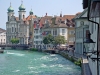 Switzerland / Suisse / Schweiz / Svizzera - Luzern / Lucerne / Lucerna: lake and Jesuit church of St Francis Xavier / lac et eglise des jesuites saint-Franois-Xavier (photo by Christian Roux)